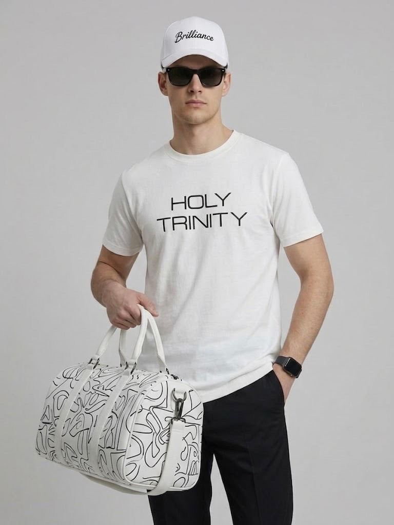 Regular Fit Off-White Tee – Holy Trinity Embroidery | Supercar Back Print