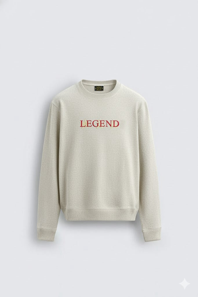 Beige “Legend” Embroidered Sweatshirt – 280 GSM Nun Tuck Fleece