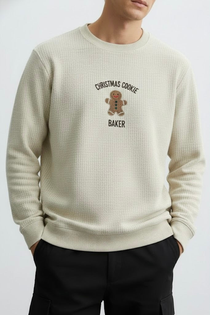 Gingerbread Cookie Embroidered Sweatshirt – Cookie Baker | 50/50 Nun Tuck Fleece