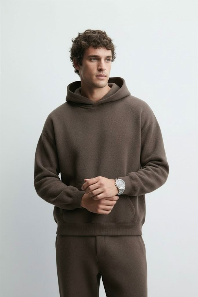 Cement Grey Oversized Hoodie – Unisex | 300 GSM | Embroidered Neck Yoke