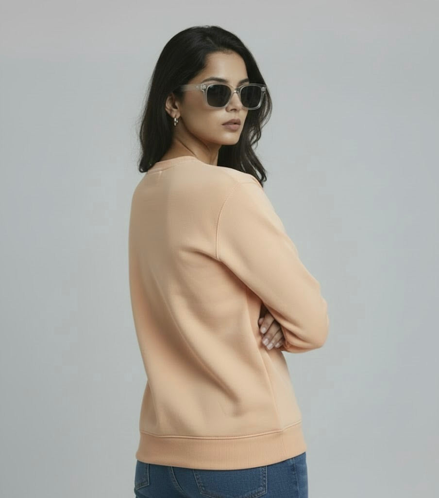 Peachy Pink Unicorn Embroidered Sweatshirt – Nun Tuck Fleece 50/50 | 280 GSM Premium Winter Wear