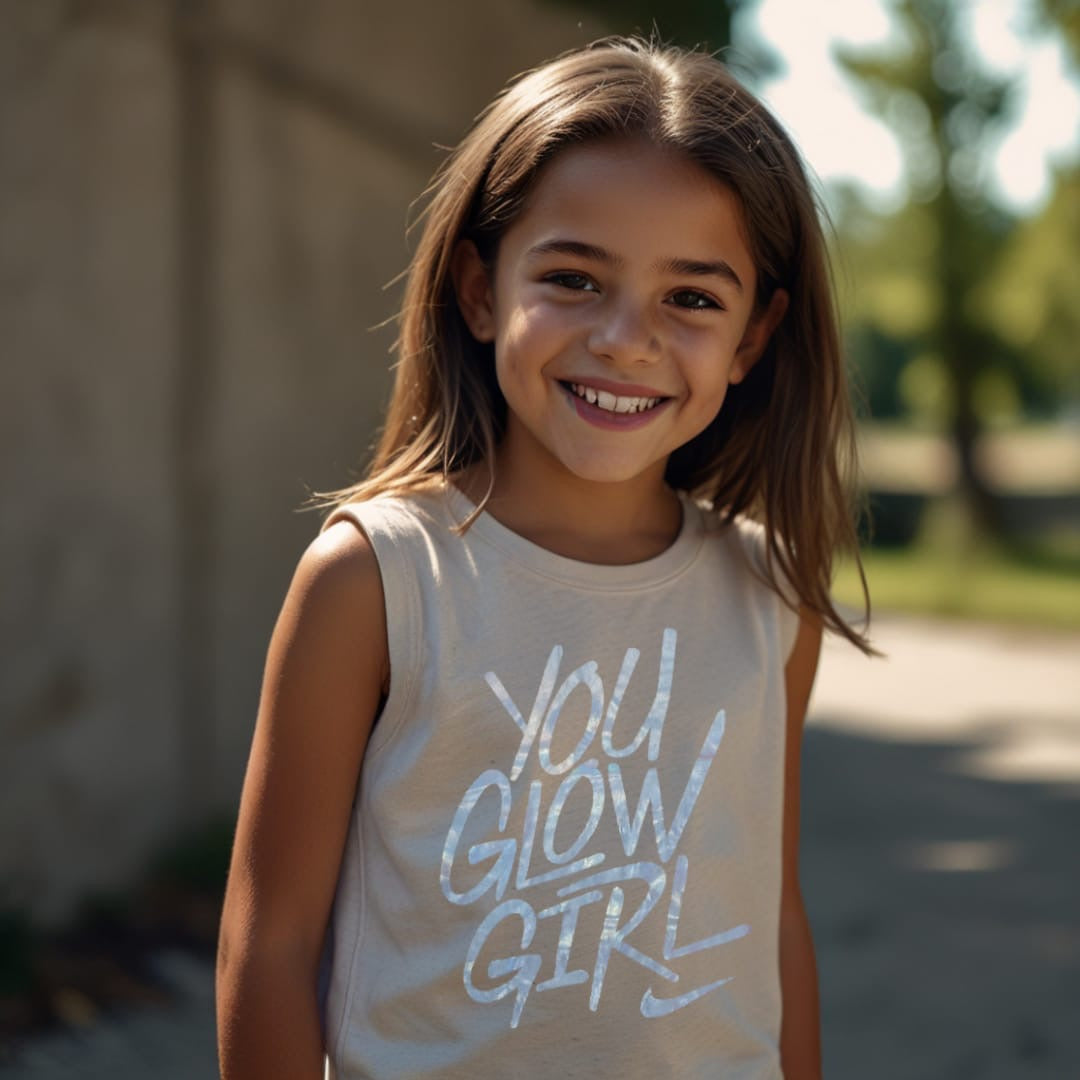 Beige Sleeve Less Girl Tee