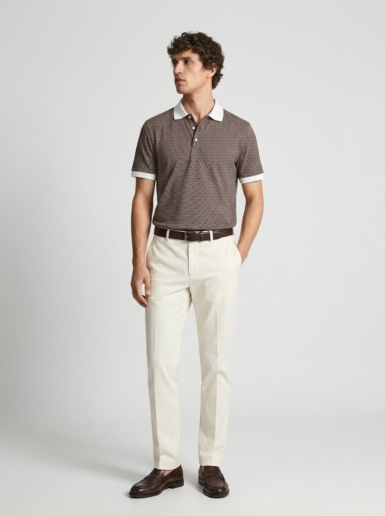 Brown Striped Classic Polo