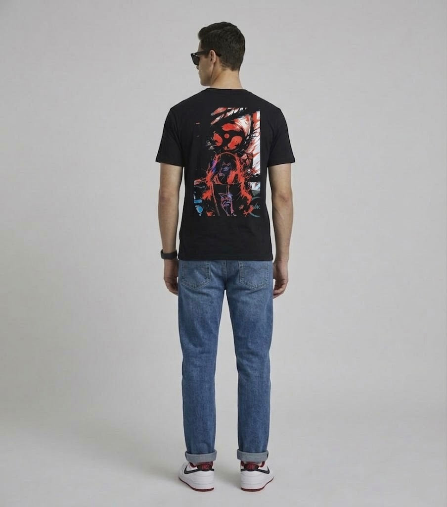 Black Itachi Embroidered T-Shirt | 100% Combed Cotton | 180 GSM Regular Fit