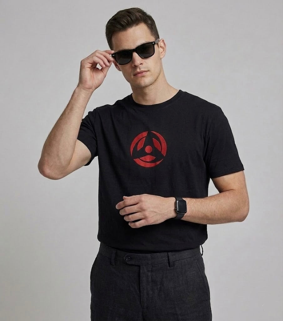 Black Kakashi Embroidered T-Shirt | 100% Combed Cotton | 180 GSM Regular Fit