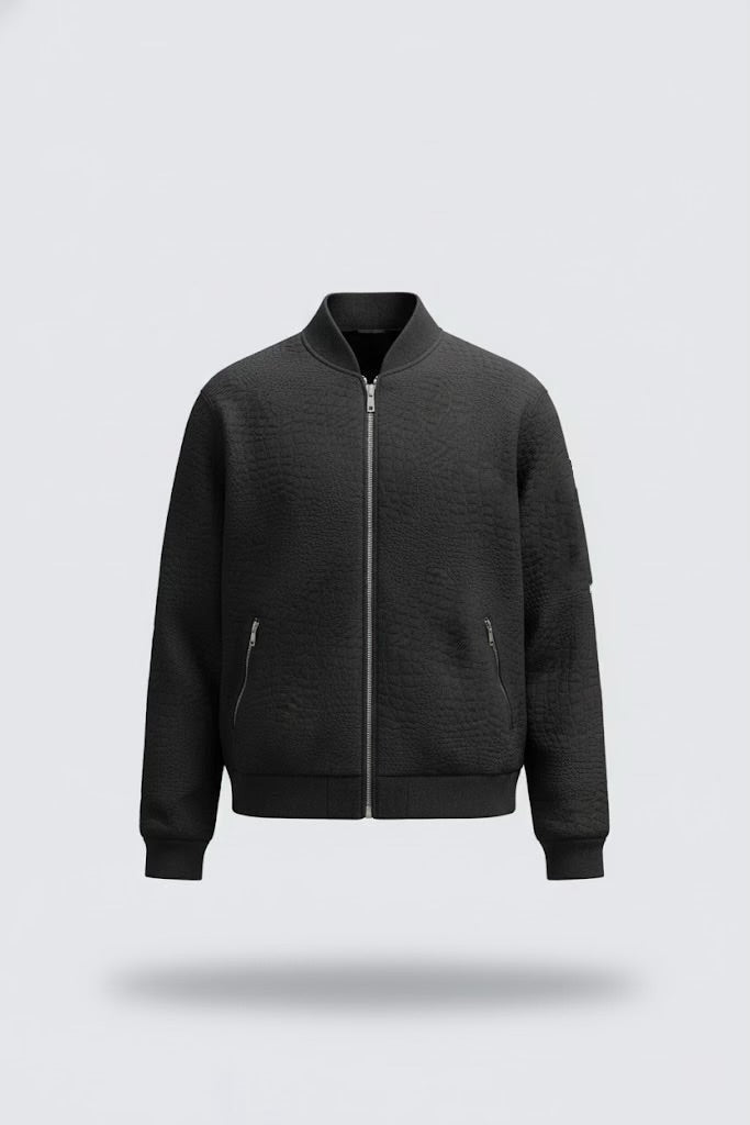 Textured Black Jacquard Jacket