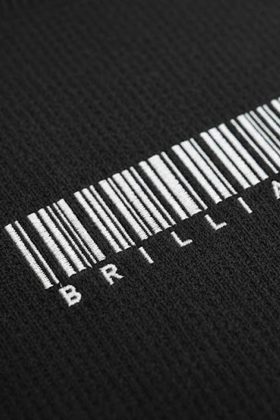 Black Waffle Textured Sweatshirt – Barcode Embroidery with “Brilliance” | 250 GSM Unisex