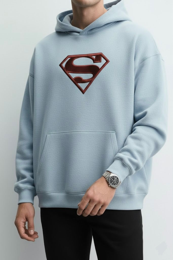 Blizzard Blue Embroidered Unisex Hoodie – Premium Streetwear Essential