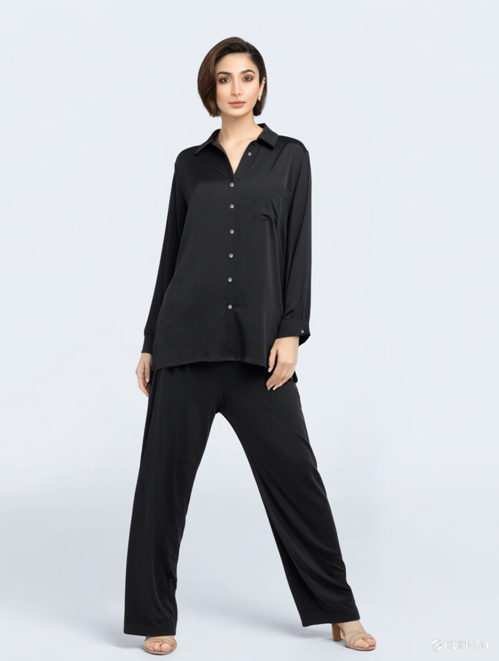 Knitted Textured Black Co-ord Sets