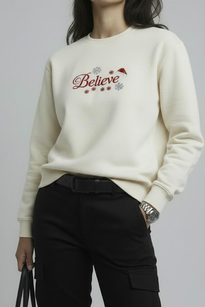 Powder Yellow Embroidered Sweatshirt – 50/50 Nun Tuck Fleece, 280 GSM