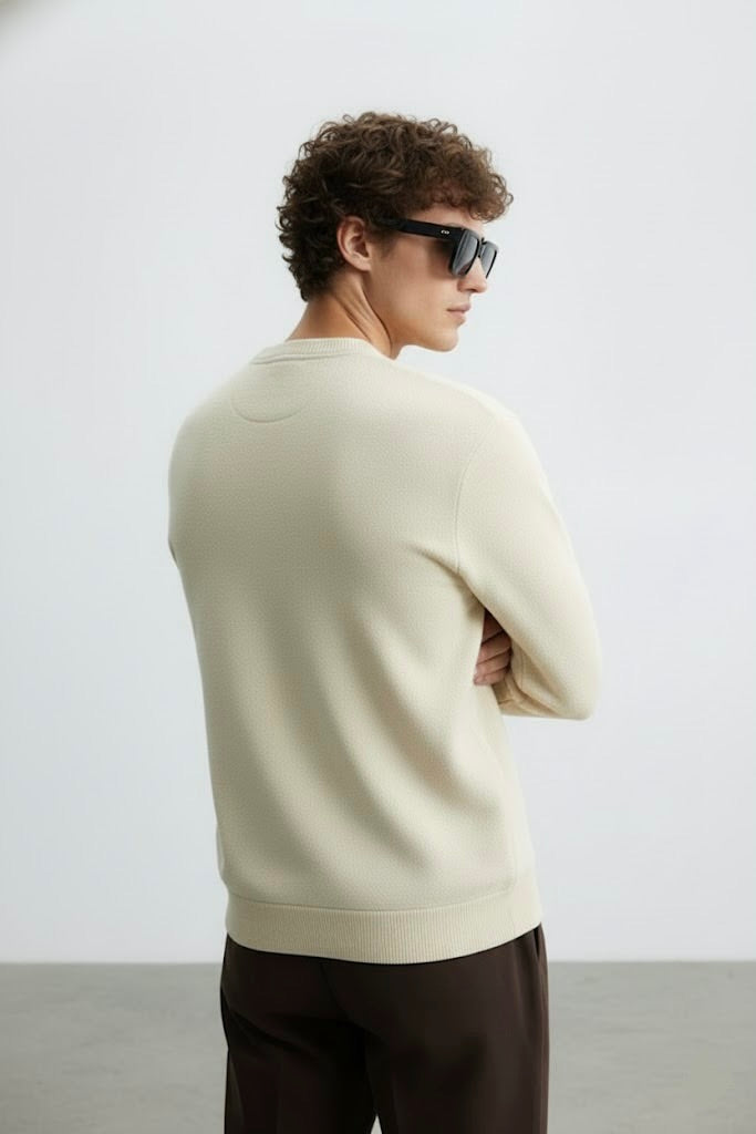 Light Yellow “Believe” Embroidered Sweatshirt – 50/50 Nun Tuck Fleece, 280 GSM