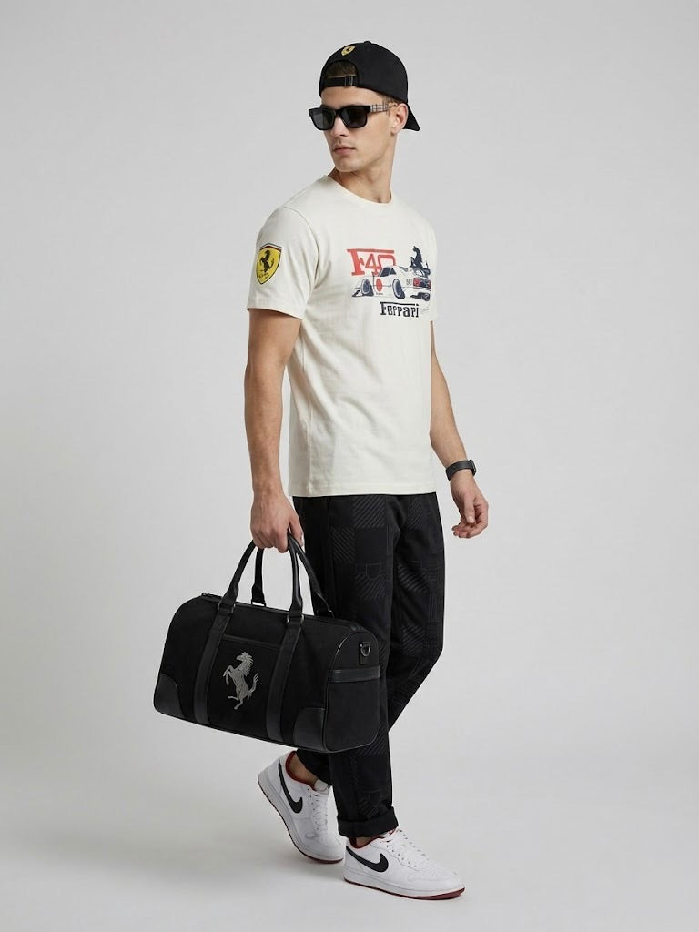 Ferrari Embroidered T-Shirt | 100% Combed Cotton | 180 GSM Regular Fit