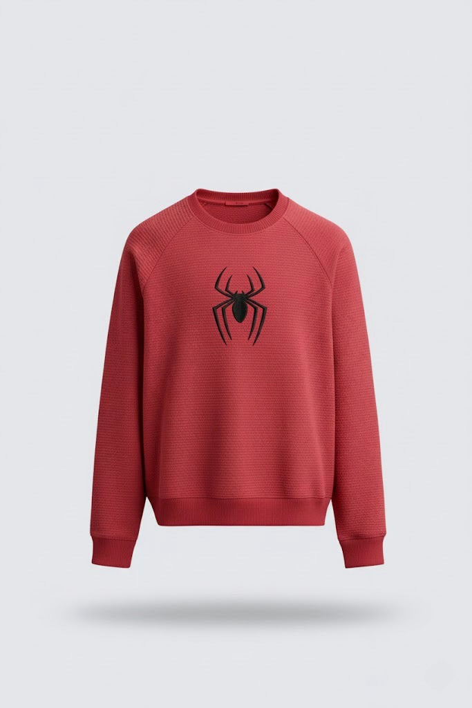Ottoman Textured Sweatshirt – Spider Embroidery | 250 GSM Unisex