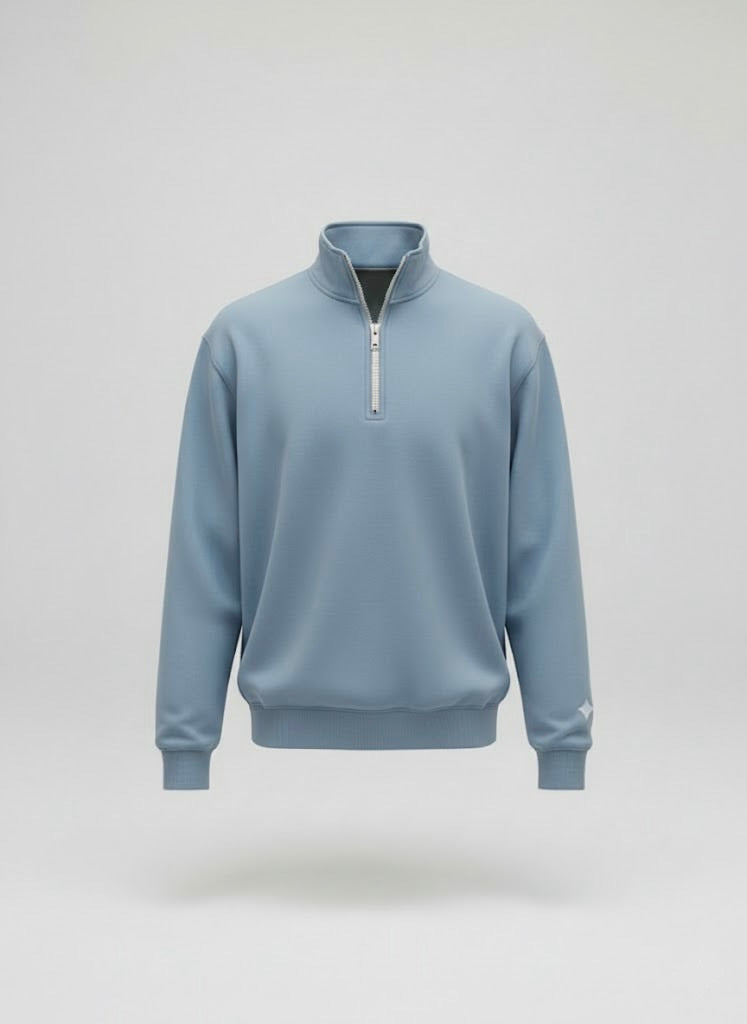 Dusty Blue Co-Ord Set – Quarter Zip Embroidered (Unisex)