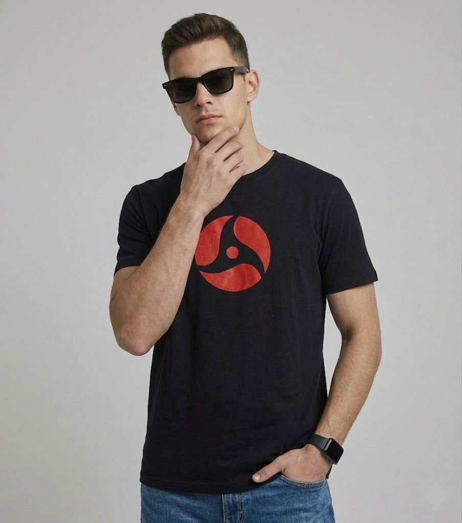 Black Itachi Embroidered T-Shirt | 100% Combed Cotton | 180 GSM Regular Fit