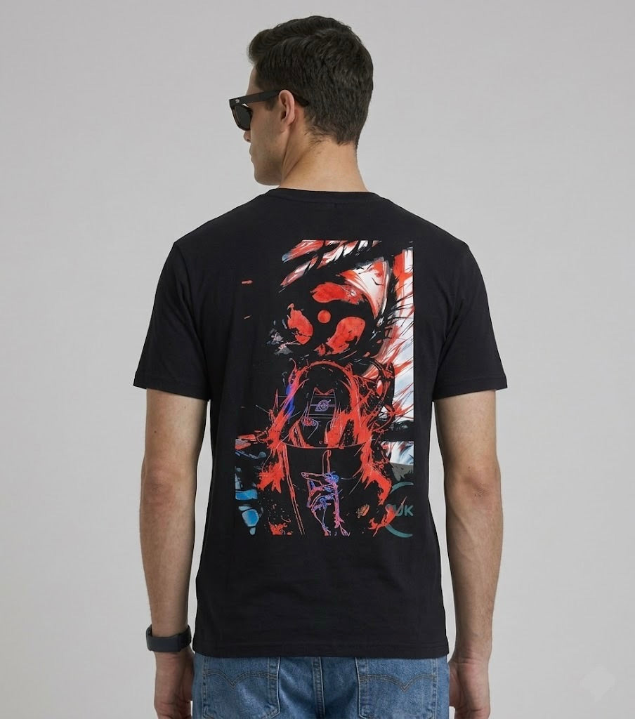 Black Itachi Embroidered T-Shirt | 100% Combed Cotton | 180 GSM Regular Fit