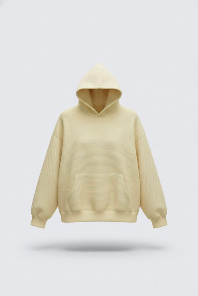 Canary Yellow Oversized Hoodie – Unisex | 300 GSM | Embroidered Neck Yoke