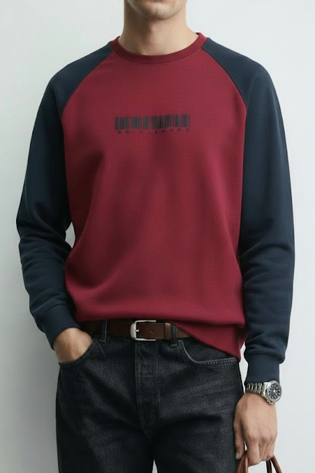 Ottoman Reglan Textured Sweatshirt – Barcode Embroidery with “Brilliance” | 250 GSM Unisex