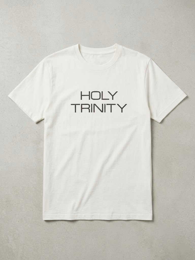 Regular Fit Off-White Tee – Holy Trinity Embroidery | Supercar Back Print