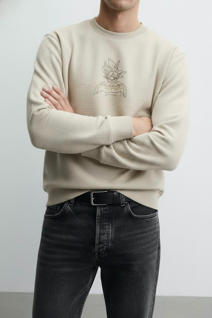 Nun Tuck Fleece 280 GSM Sweatshirt – Premium 50,000 Stitch Goku Embroidery (Unisex)