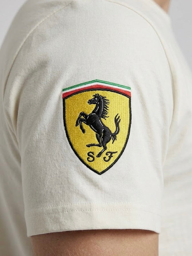Ferrari Embroidered T-Shirt | 100% Combed Cotton | 180 GSM Regular Fit