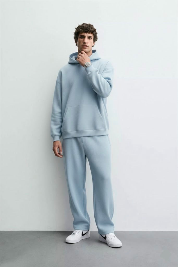 Sky Blue Drop Shoulder Oversized Hoodie