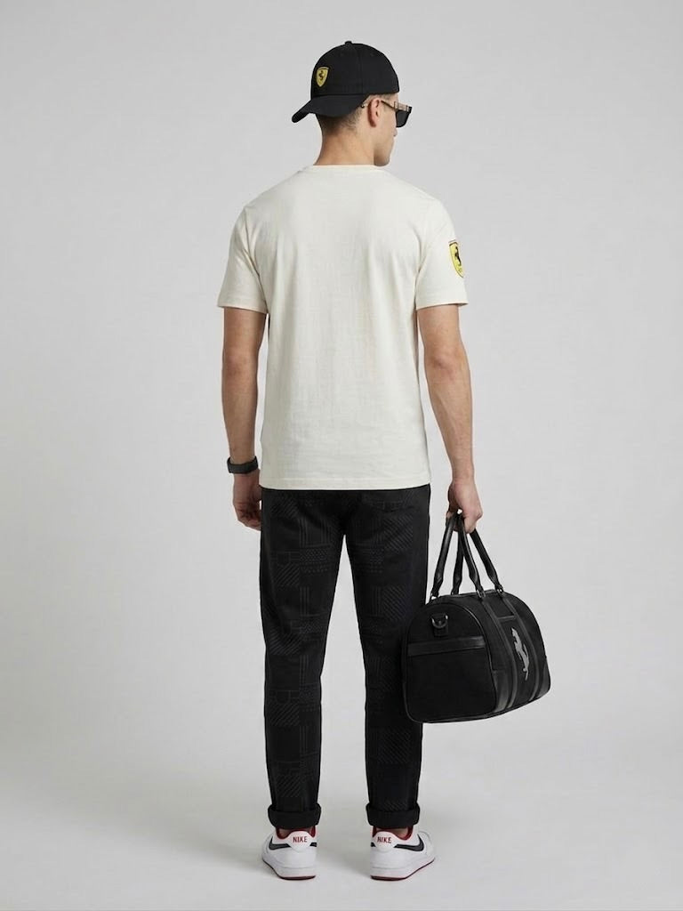 Ferrari Embroidered T-Shirt | 100% Combed Cotton | 180 GSM Regular Fit