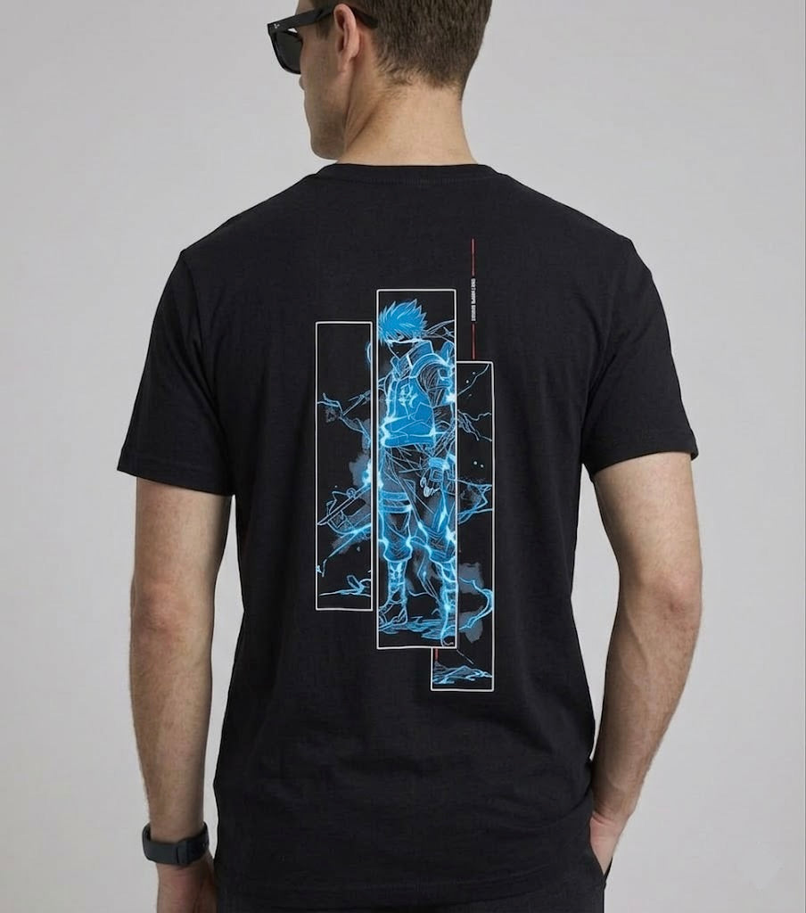Black Kakashi Embroidered T-Shirt | 100% Combed Cotton | 180 GSM Regular Fit