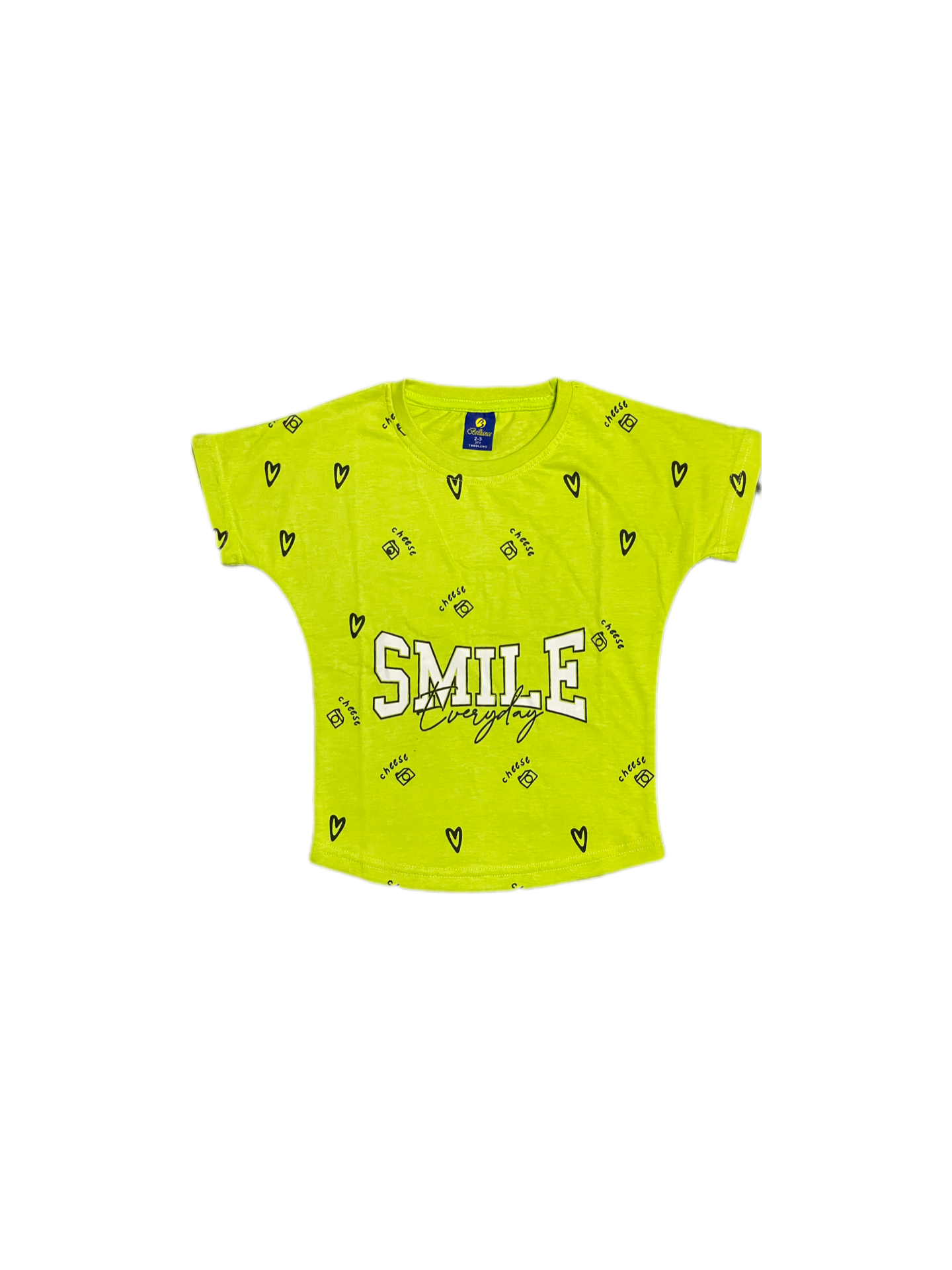 Lime Green Drop Shoulder Smile Everyday Tee for Girls