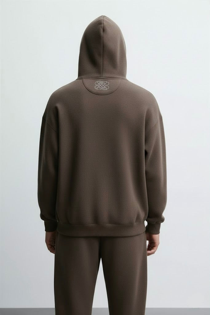 Cement Grey Oversized Hoodie – Unisex | 300 GSM | Embroidered Neck Yoke