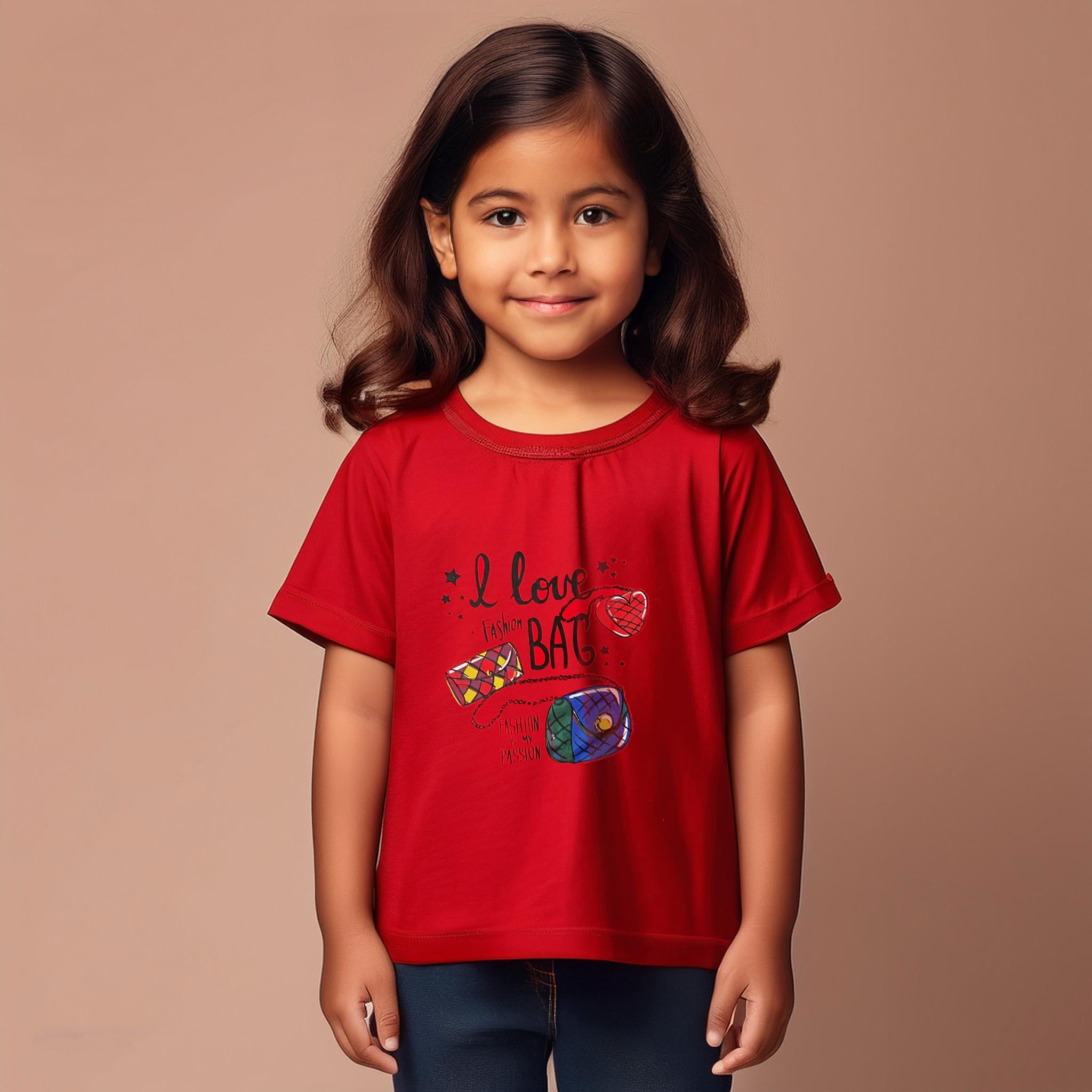 Red Short sleeves Girl Tees