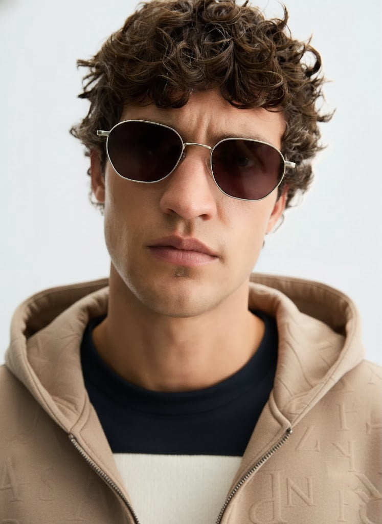 Beige Embossed Zipper Hoodie with Lining & YKK Zip – Premium Winter Wear