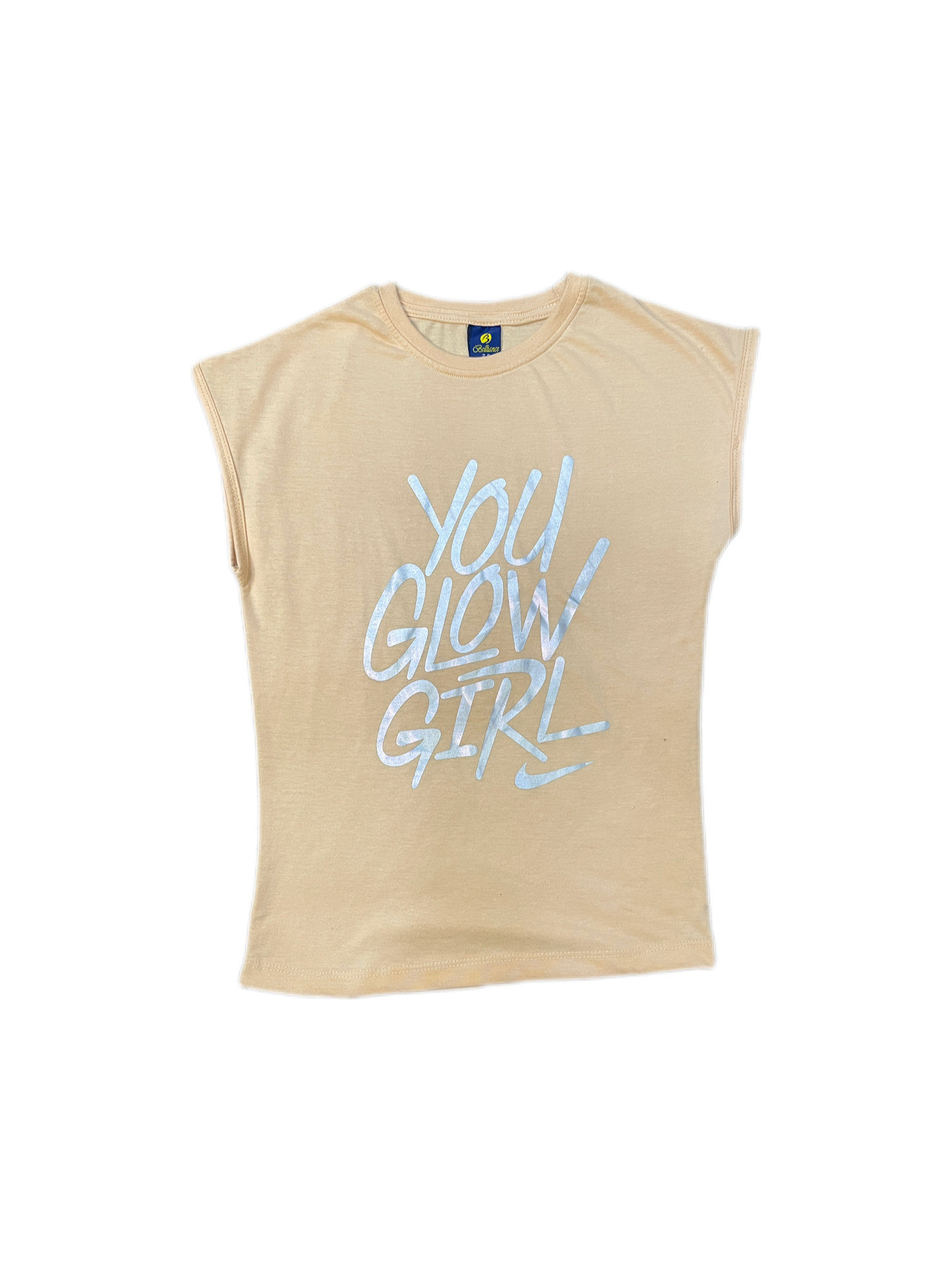 Beige Sleeve Less Girl Tee