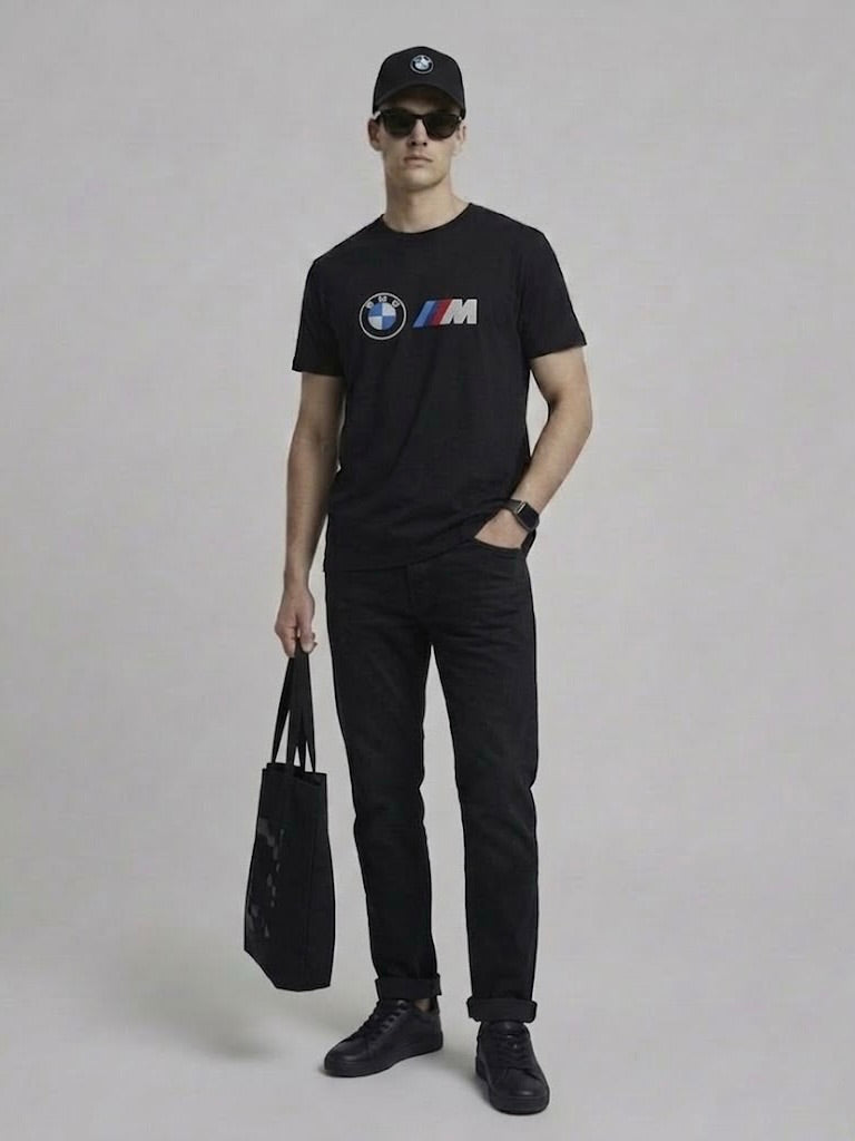 BMW Embroidered T-Shirt | 100% Combed Cotton | 180 GSM Regular Fit