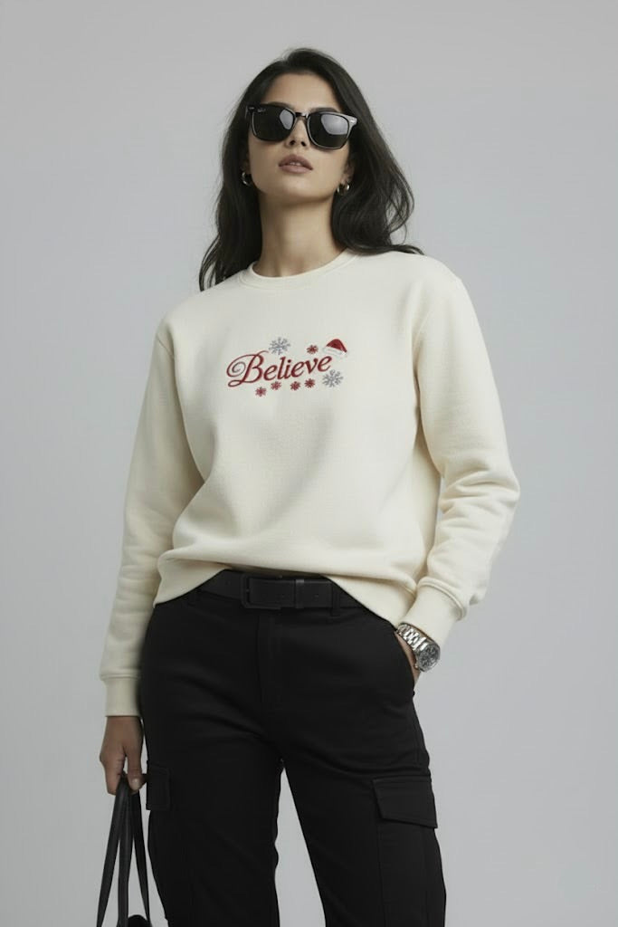 Powder Yellow Embroidered Sweatshirt – 50/50 Nun Tuck Fleece, 280 GSM