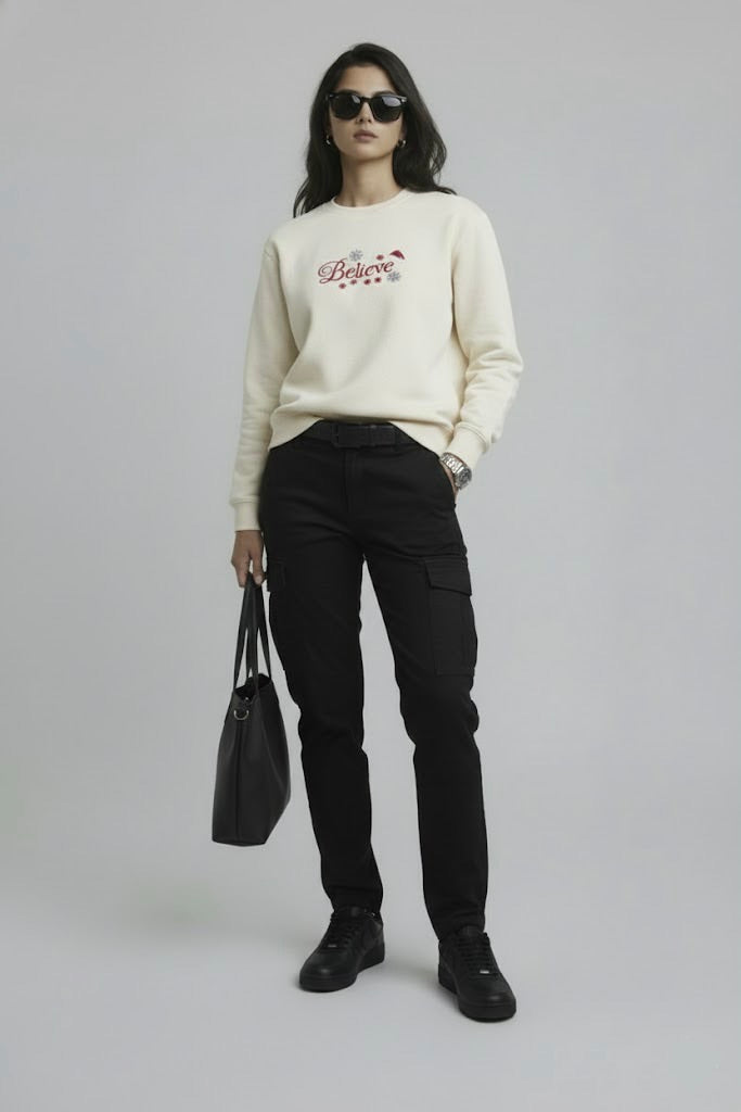 Powder Yellow Embroidered Sweatshirt – 50/50 Nun Tuck Fleece, 280 GSM