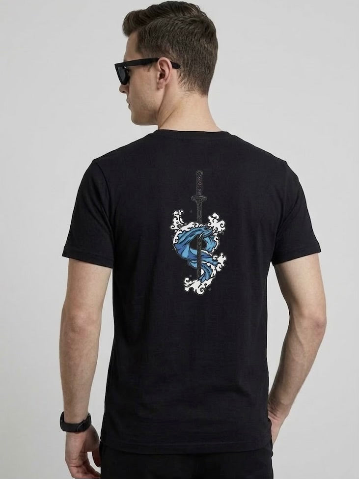 Black Tanjiro Embroidered T-Shirt | 100% Combed Cotton | 180 GSM Regular Fit