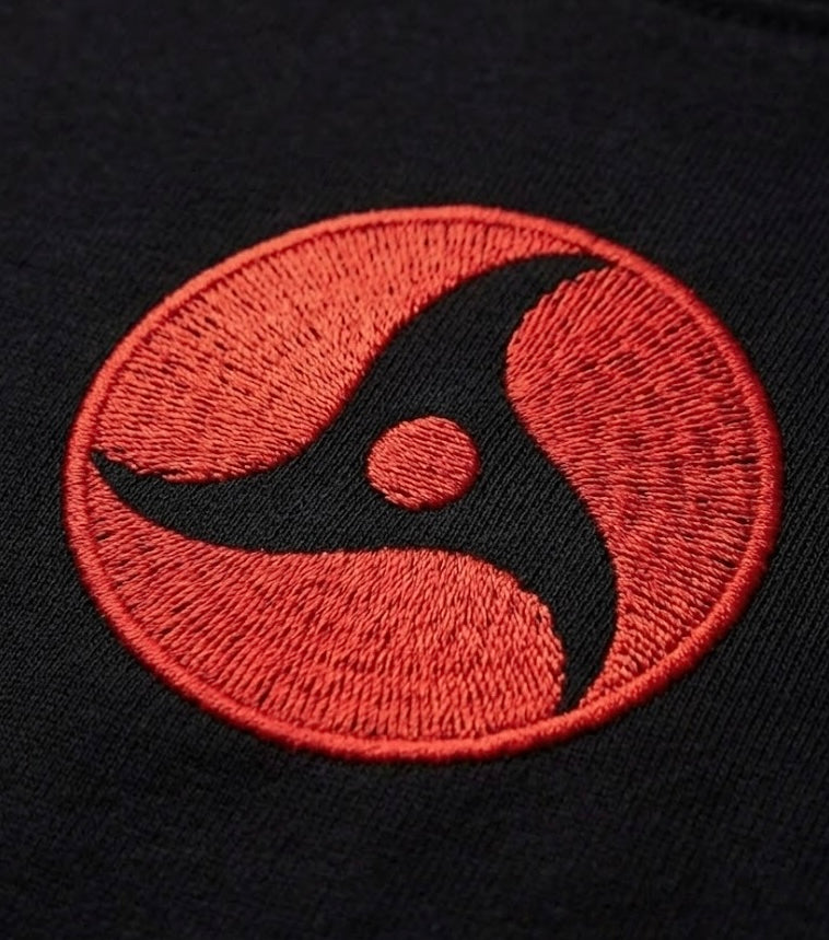 Black Itachi Embroidered T-Shirt | 100% Combed Cotton | 180 GSM Regular Fit