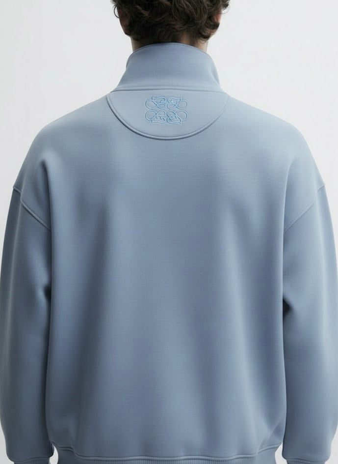 Dusty Blue Co-Ord Set – Quarter Zip Embroidered (Unisex)