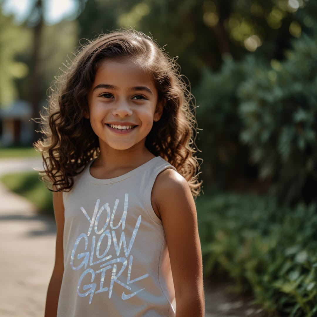 Beige Sleeve Less Girl Tee