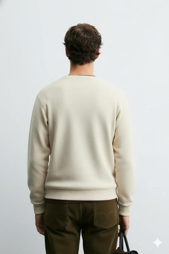 Beige “Wanderer” Embroidered Sweatshirt – 280 GSM Nun Tuck Fleece