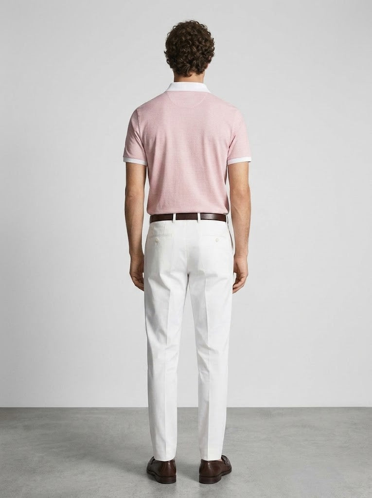 Pink Striped Johnny Collar Polo