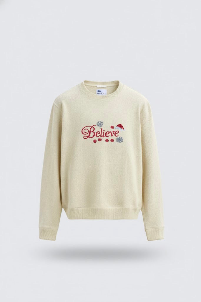 Powder Yellow Embroidered Sweatshirt – 50/50 Nun Tuck Fleece, 280 GSM