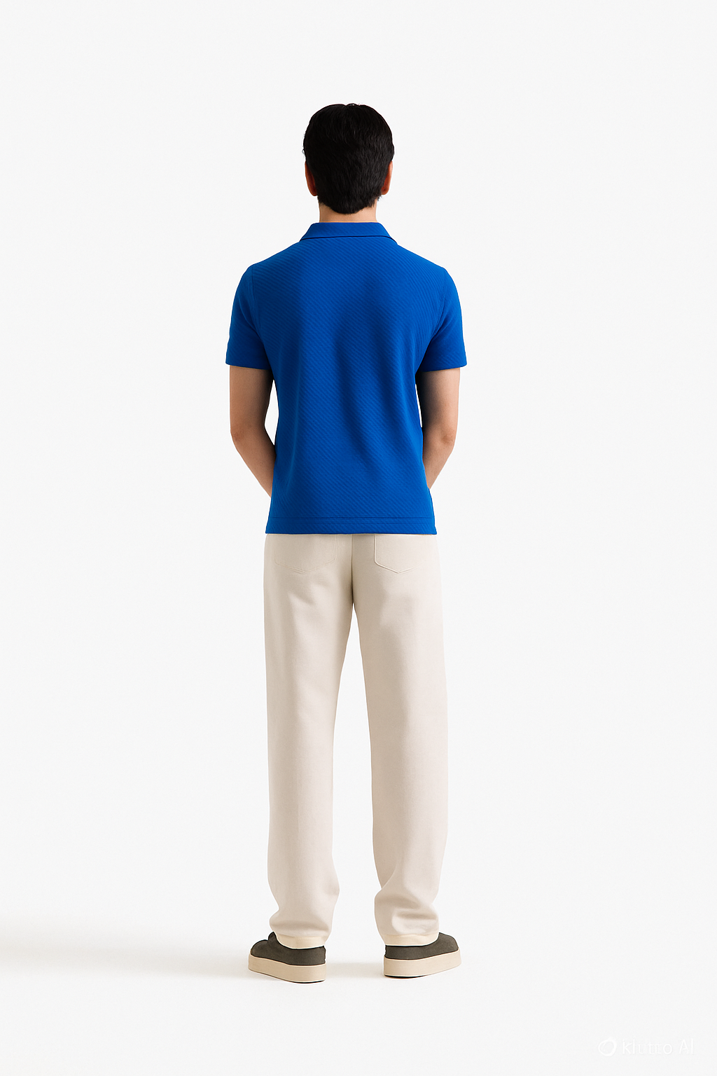 Popcorn Textured Oxford Blue Zipper Polo