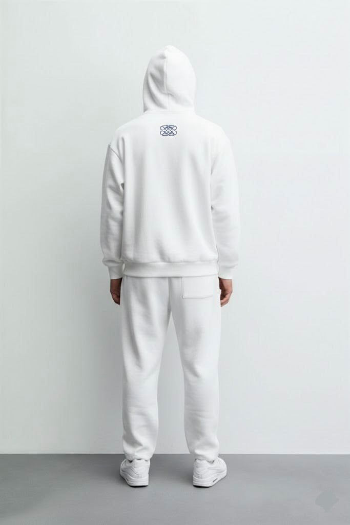 Super White Oversized Hoodie – Unisex | 300 GSM | Embroidered Neck Yoke