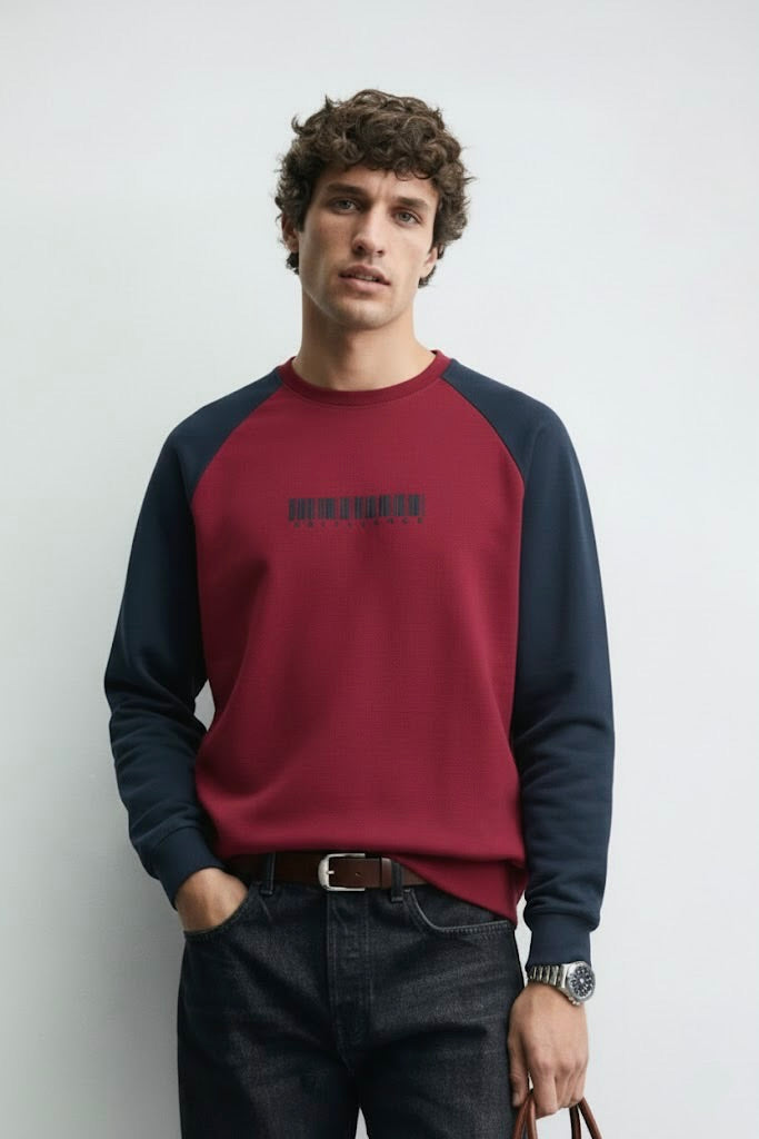 Ottoman Reglan Textured Sweatshirt – Barcode Embroidery with “Brilliance” | 250 GSM Unisex