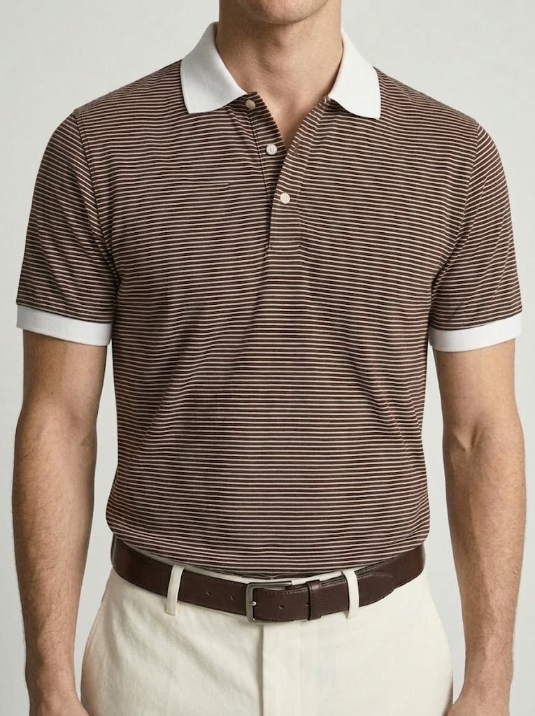 Brown Striped Classic Polo