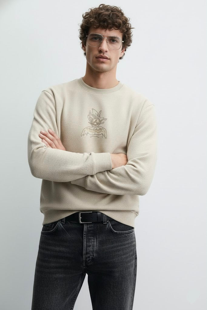 Nun Tuck Fleece 280 GSM Sweatshirt – Premium 50,000 Stitch Goku Embroidery (Unisex)