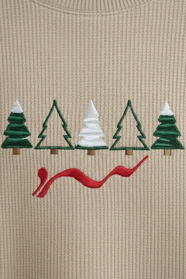 Light Brown Waffle Textured Sweatshirt – Tree Embroidery with “Sard” Urdu Text | 220 GSM Unisex