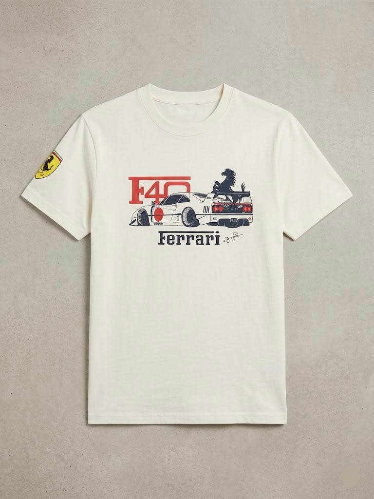 Ferrari Embroidered T-Shirt | 100% Combed Cotton | 180 GSM Regular Fit
